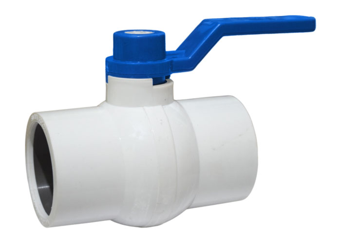 Blue Long Handle Solid Ball Valve White Without MS Plate