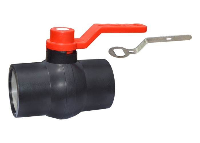 Long Handle Solid Ball Valve Black MS Plate Red