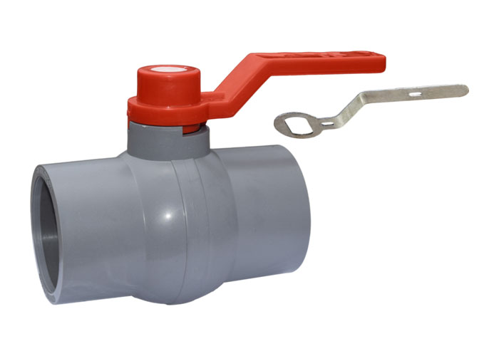 Long Handle Solid Ball Valve Gray MS Plate Red