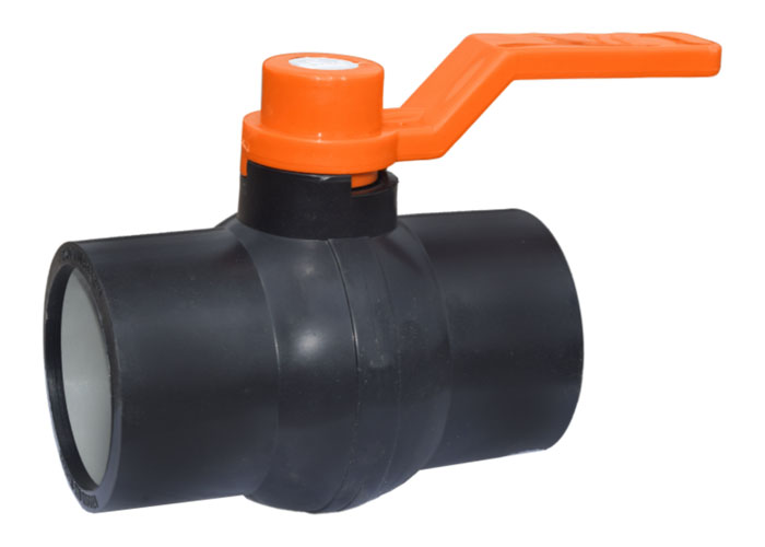 Orange Long Handle Solid Ball Valve Black Without MS Plate