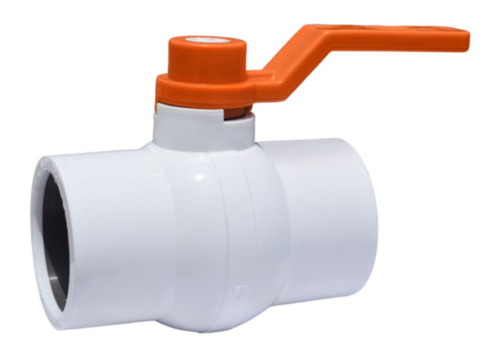 Orange Long Handle Solid Ball Valve White Without MS Plate