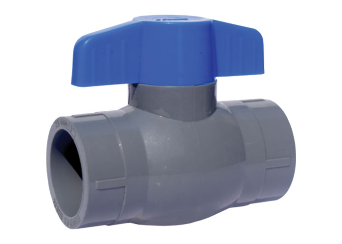 PVC Ball Valve Gray Short Handle Blue