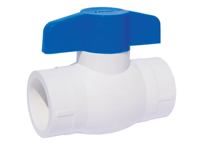 PVC Ball Valve White Short Handle Blue