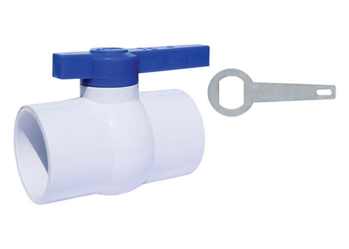 PVC Long Handle Ball Valve White MS Plate