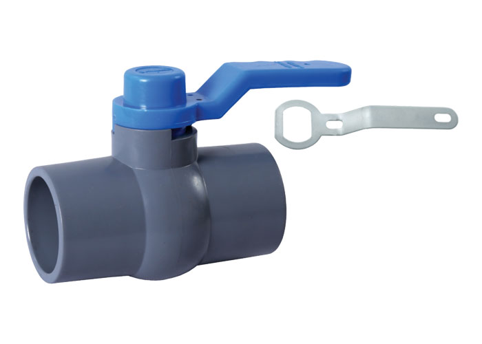 RPVC Long Handle Ball Valve Gray MS Plate