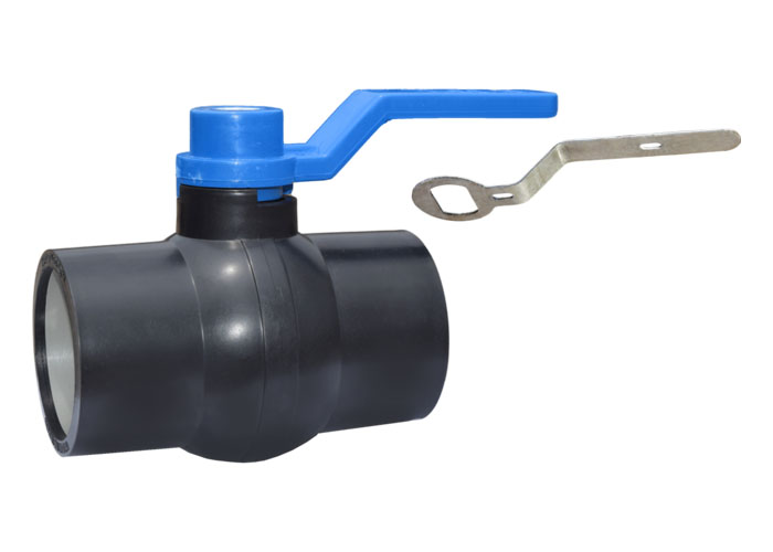 Solid Ball Valve Black Long Handle MS Plate Blue