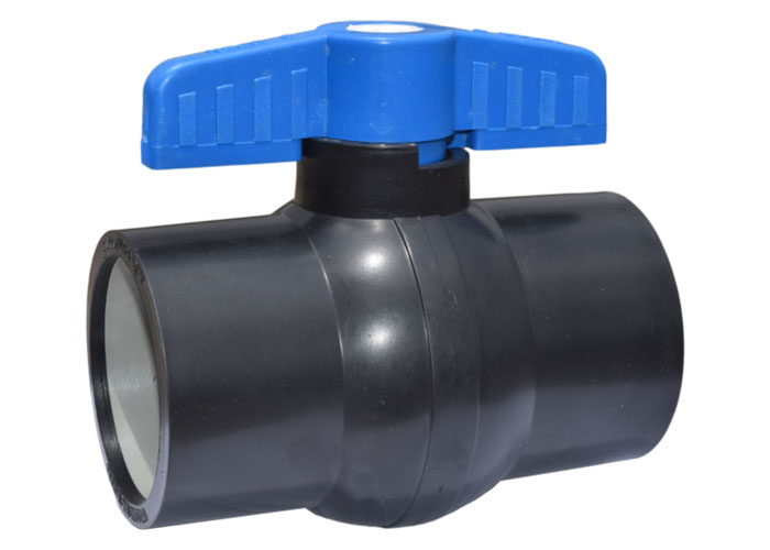 Solid Ball Valve Black Short Handle Blue