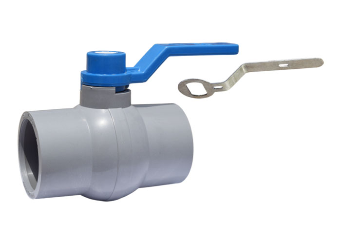 Solid Ball Valve Gray Long Handle MS Plate Blue