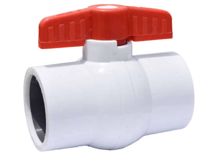 Solid Ball Valve White Red Handle