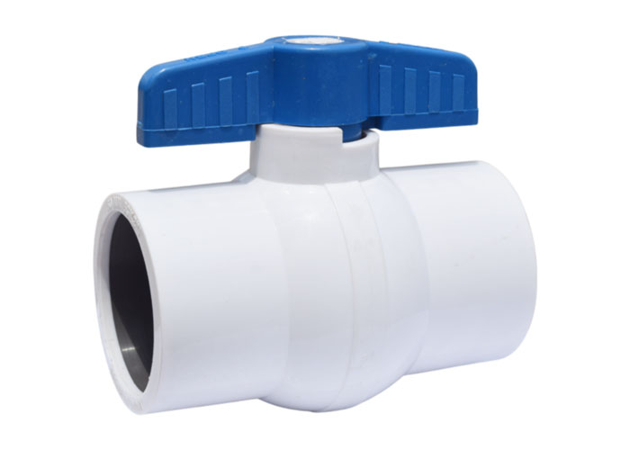 Solid Ball Valve White Short Handle Blue